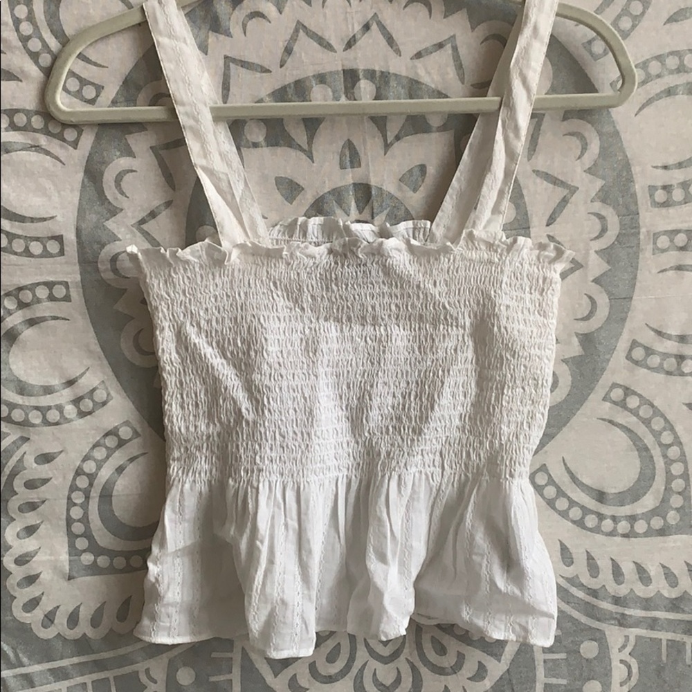 White linen Scrunch Tank